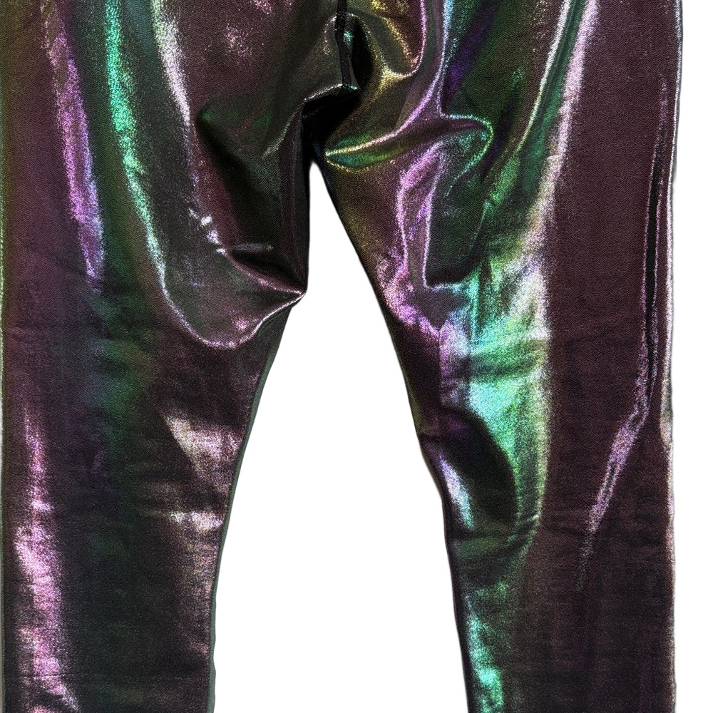 ZYIA Iridescent Metallic Purple Green High-Waist Leggings - Picture 7 of 9